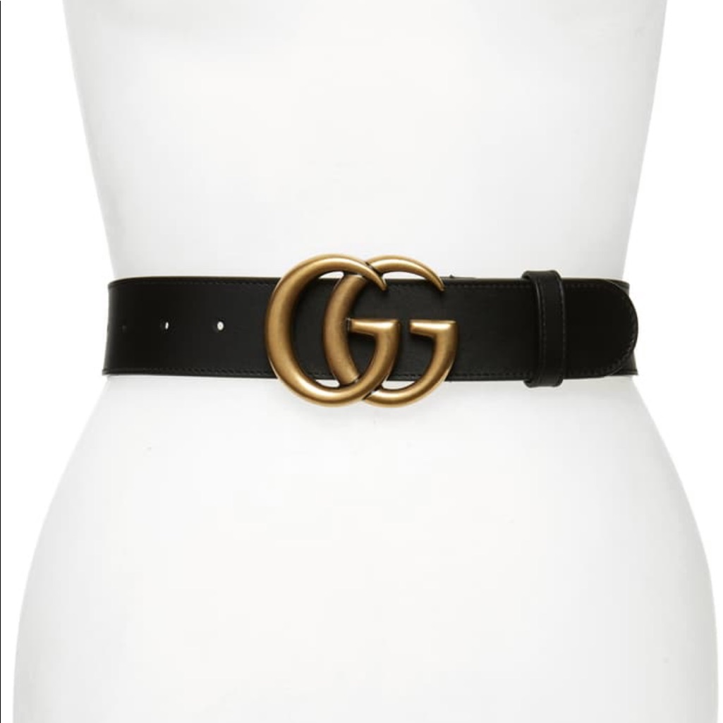Gucci Gg Logo Leather Belt Size: 70